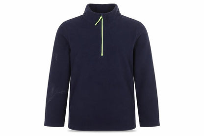 Front view of Mountain Warehouse boys’' blue fleece pullover sweatshirt 11-12 yrs