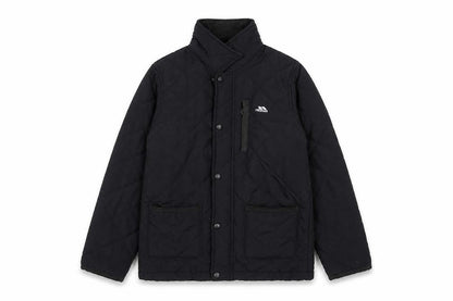 Front view of Trespass boys’ quilted black winter jacket 7-8 years