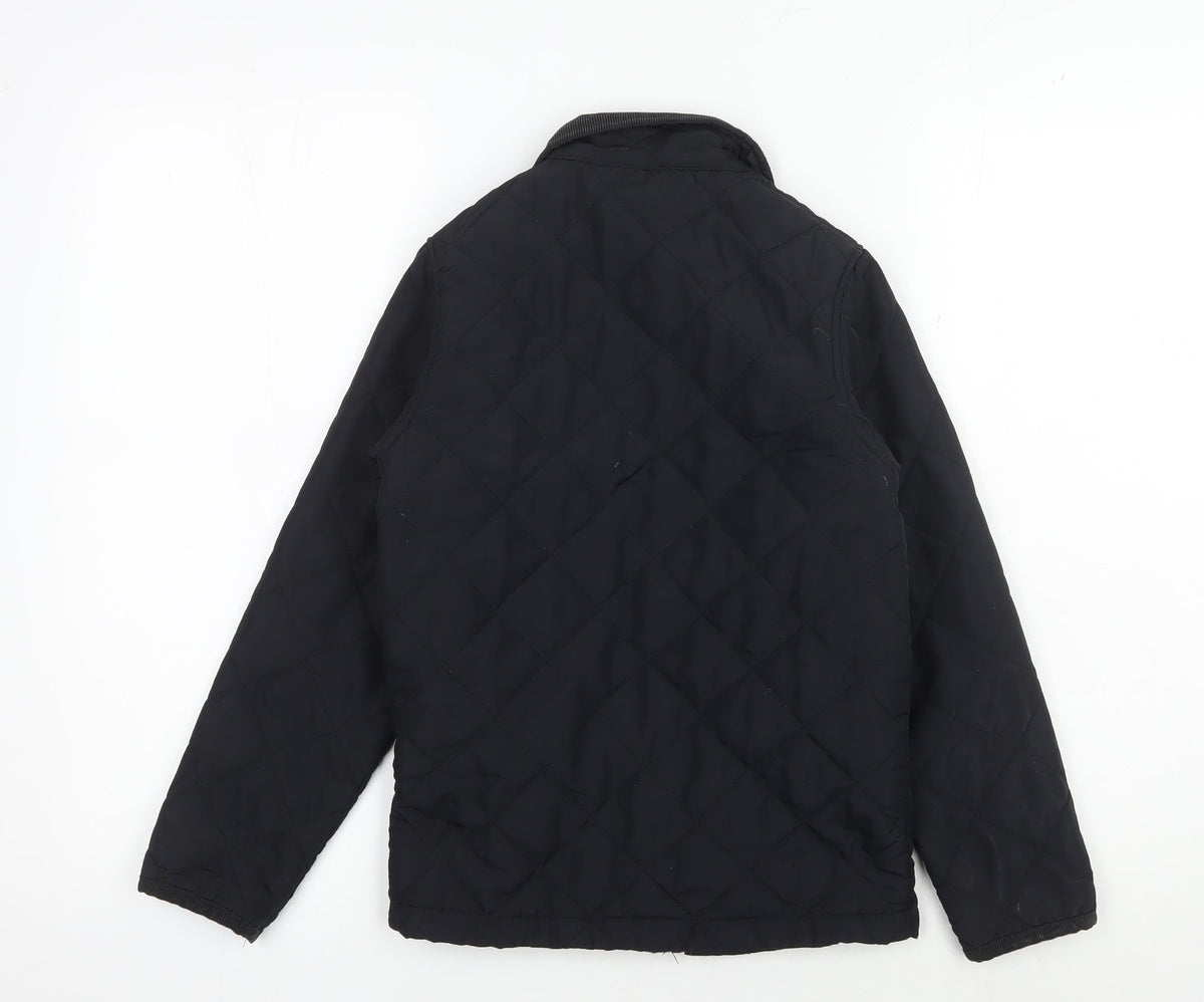 Back view of Trespass boys’ quilted black winter jacket 7-8 years
