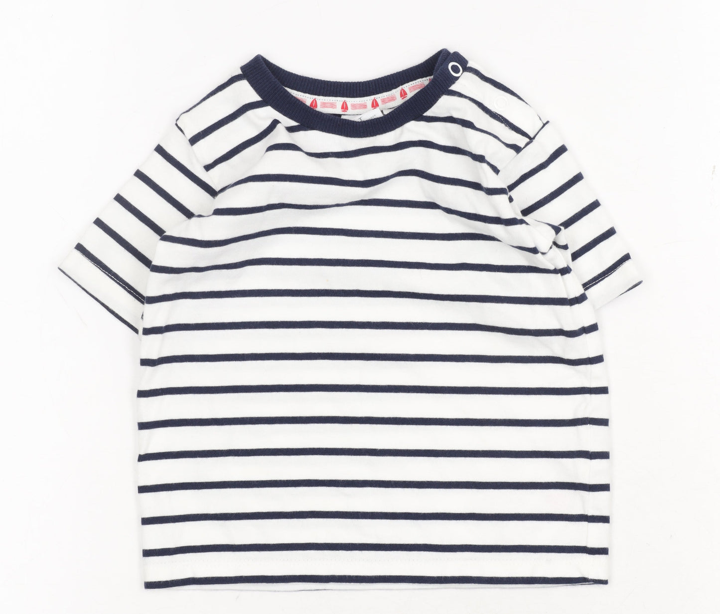 Jasper Conran Unisex Baby T-Shirt, White Striped, 0-12 Months