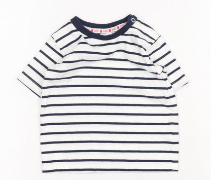 Jasper Conran Unisex Baby T-Shirt, White Striped, 0-12 Months