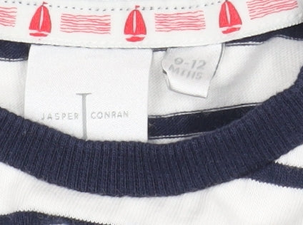 Jasper Conran Unisex Baby T-Shirt, White Striped, 0-12 Months