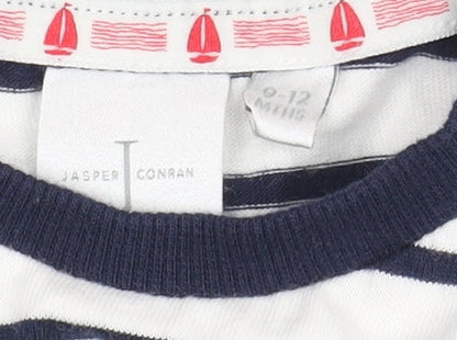 Jasper Conran Unisex Baby T-Shirt, White Striped, 0-12 Months