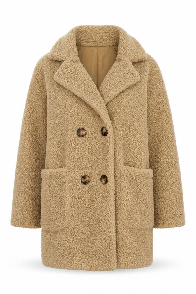 Womens UK Size 10 PRETTYLITTLETHING Beige Pea Coat