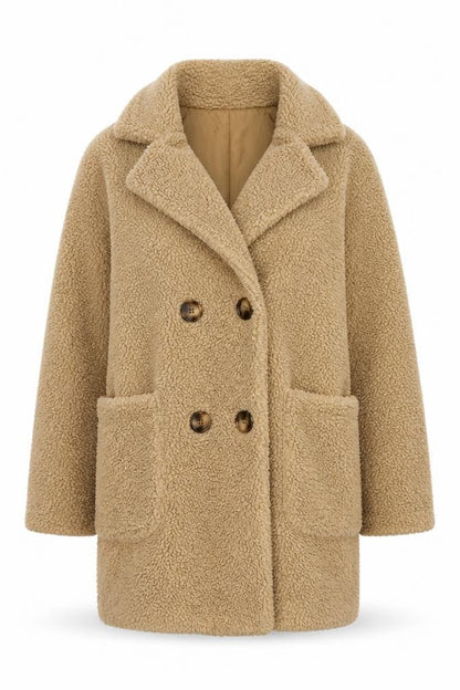 Womens UK Size 10 PRETTYLITTLETHING Beige Pea Coat