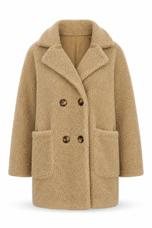 Womens UK Size 10 PRETTYLITTLETHING Beige Pea Coat