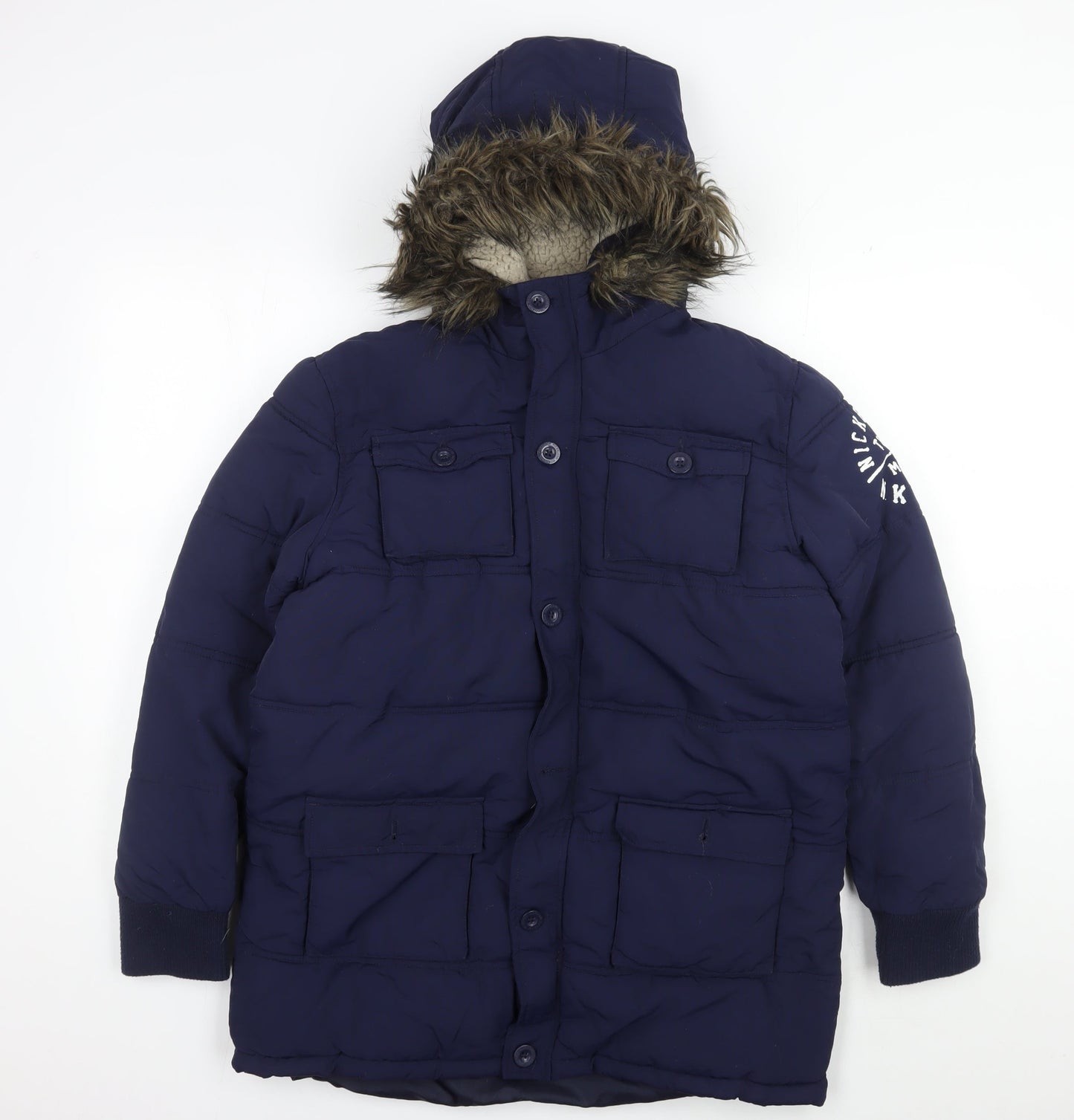 Nickelson Boys Blue Long Parka Jacket 13-14 Years