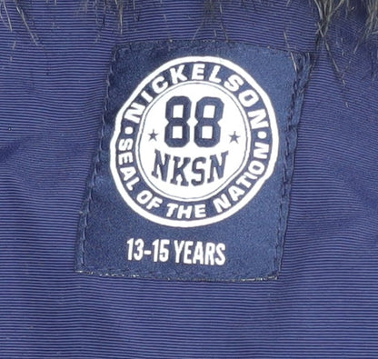 Nickelson Boys Blue Long Parka Jacket 13-14 Years