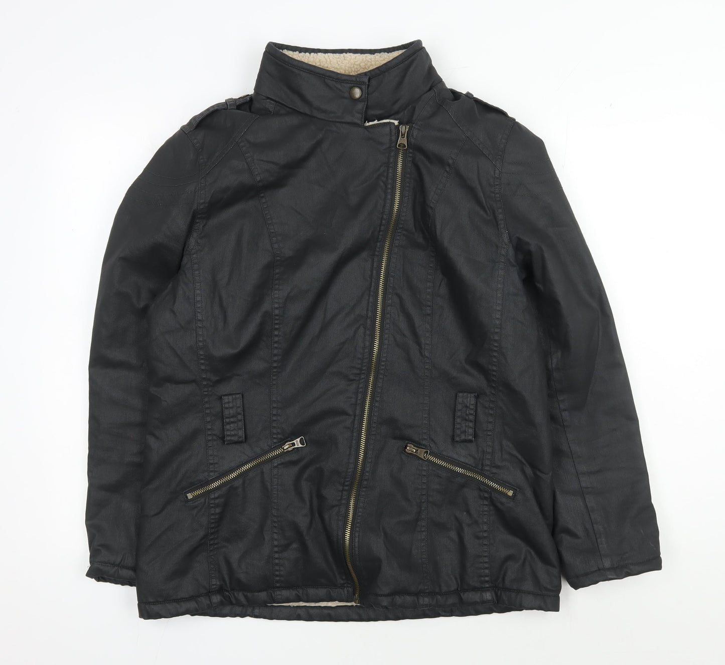 Womens UK Size 14 Marks and Spencer Black Motorcycle Jacket
