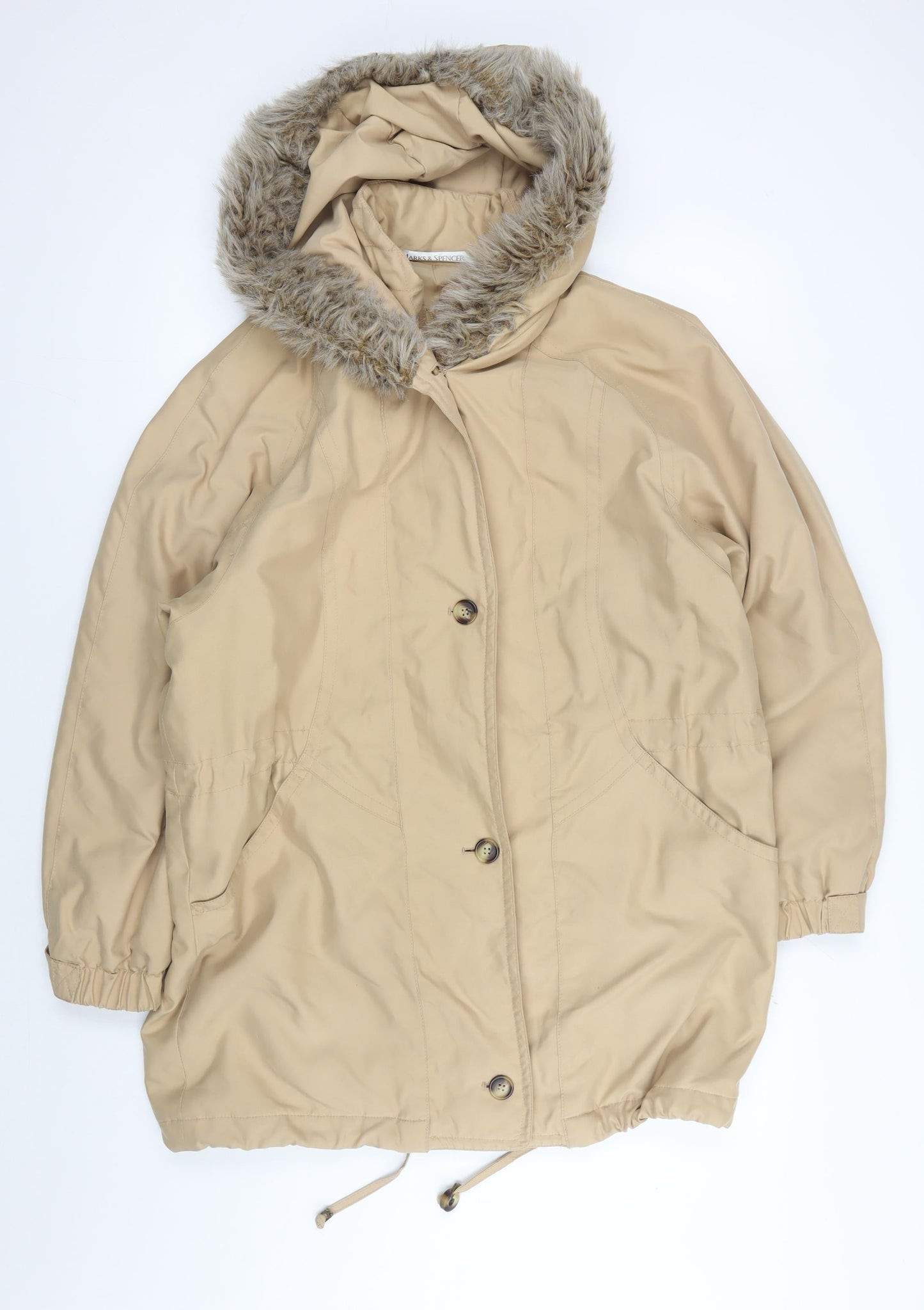 Womens UK Size 12 Marks and Spencer Beige Parka Coat