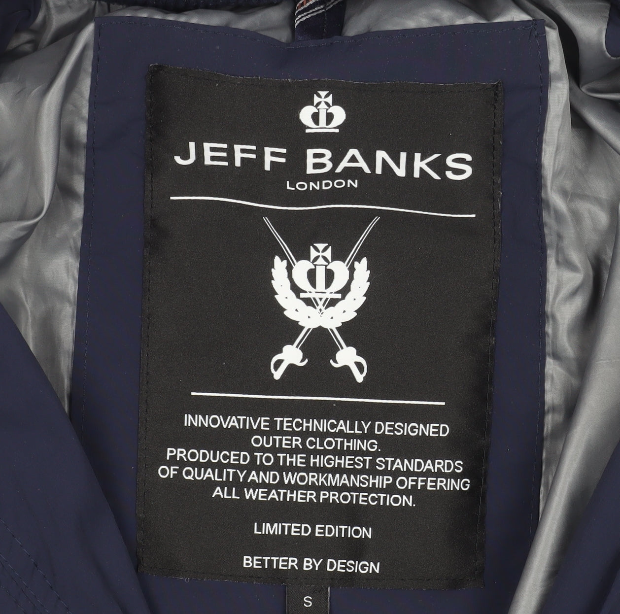 Mens UK Size S Jeff Banks Blue Basic Jacket