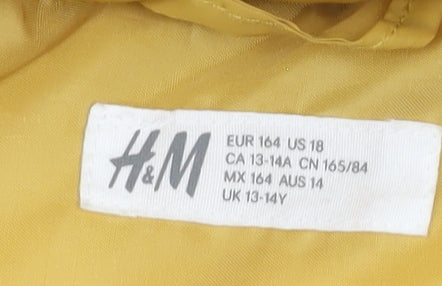 H&M Boys Yellow Puffer Jacket 13-14 Years Hooded Winter Coat