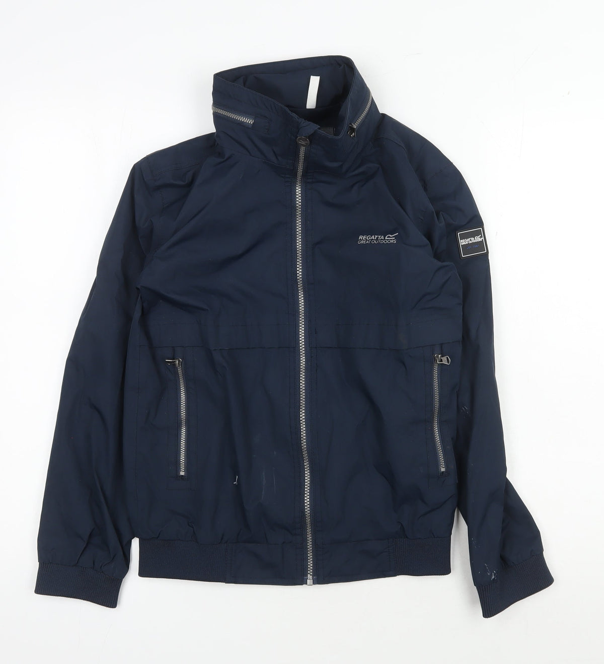 Additional front view of Regatta boys’ blue bomber jacket, size 13, full zip casual