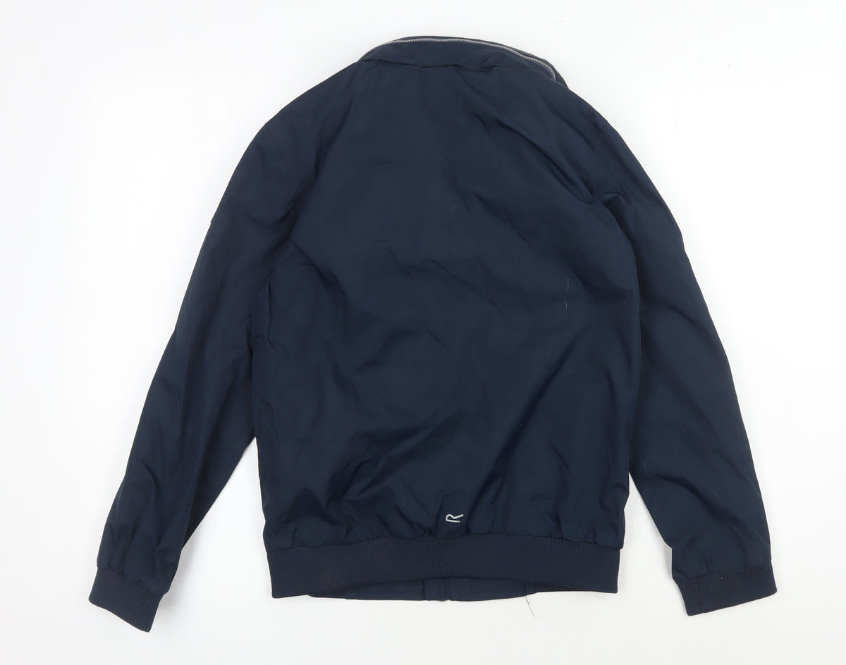 Back view of Regatta boys’ blue bomber jacket, size 13, full zip casual