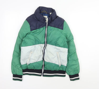 Scotch & Soda Boys Green Colourblock Puffer Jacket, Size 12