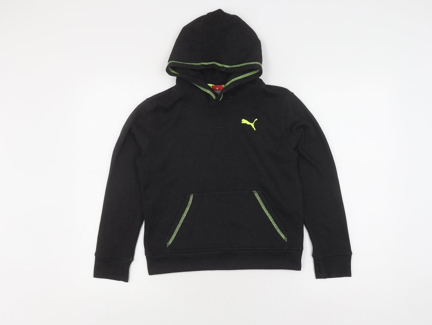Puma Boys Black Hoodie 6-7 Years Logo Pullover Jersey