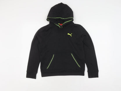 Puma Boys Black Hoodie 6-7 Years Logo Pullover Jersey