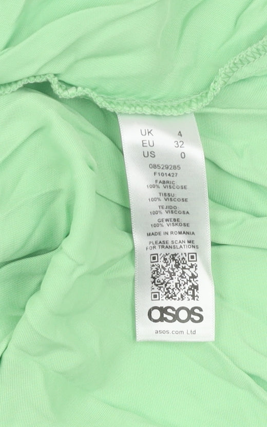 ASOS Women's Green Skirt Size 4 Viscose Elastic Waist