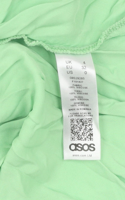 ASOS Women's Green Skirt Size 4 Viscose Elastic Waist