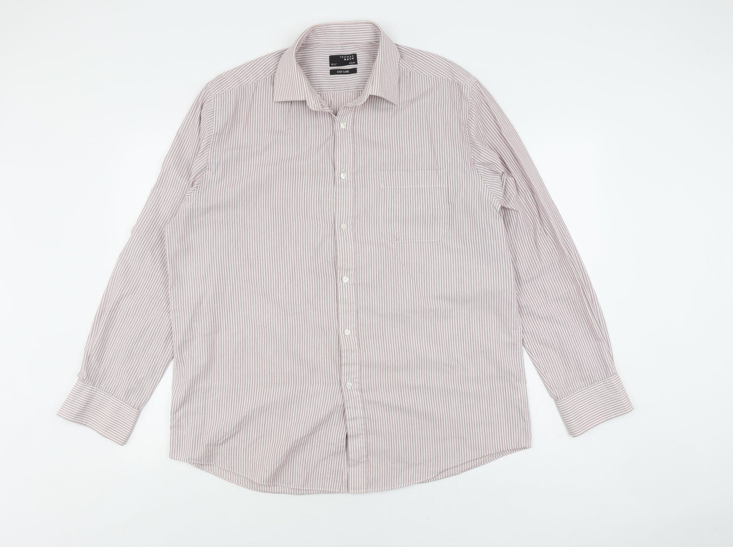Thomas Nash Men's Multicoloured Striped Shirt, Size 16.5