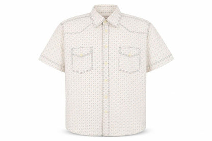 Jack & Jones Men's L White Geometric Short Sleeve Shirt
