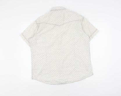 Jack & Jones Men's L White Geometric Short Sleeve Shirt