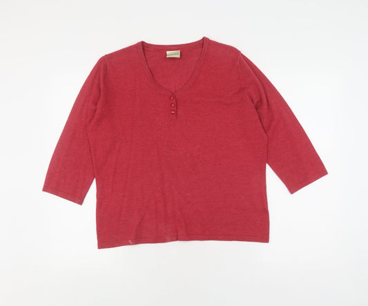 Eastex Women's Red Henley Jumper, Size 12