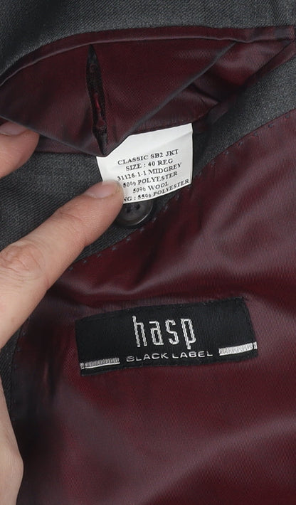 hasp Black Label Men's Grey Blazer 40R Classic Fit Jacket