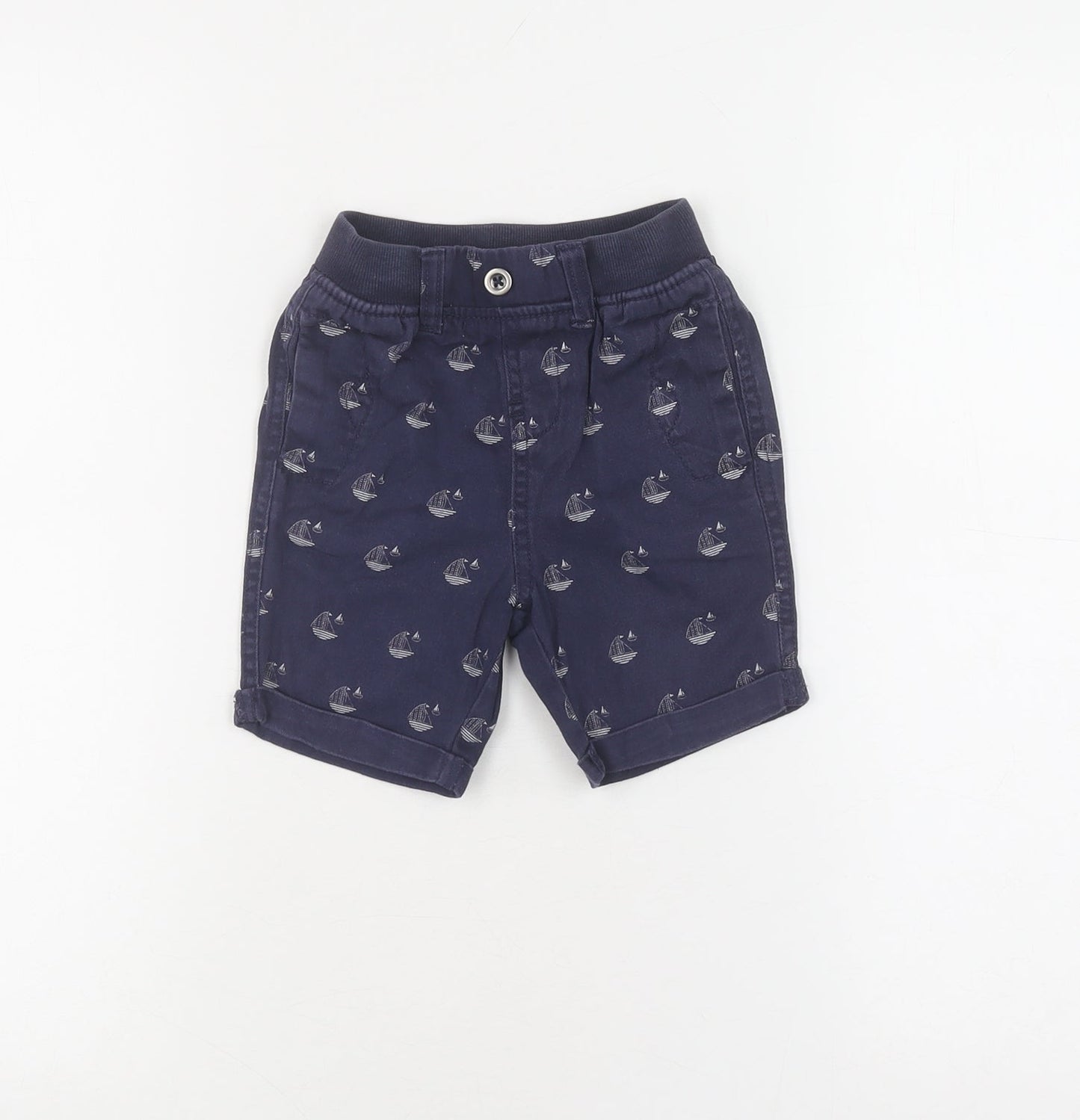 M&Co Unisex Toddler Blue Cotton Shorts 18-24 Months Nautical