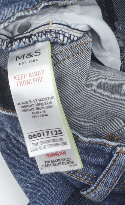 Marks and Spencer Blue Unisex Baby Jeans - 9-12 Months