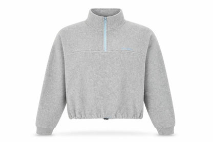 Front view of Urban unisex grey fleece sweatshirt m zip casual