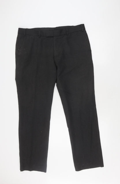 Burton Men's Black 38 Trousers Polyester Viscose
