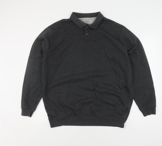 James Pringle Men's Grey 2XL Long Sleeve Polo