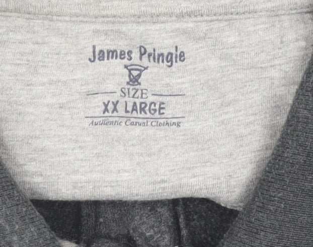 James Pringle Men's Grey 2XL Long Sleeve Polo