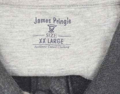 James Pringle Men's Grey 2XL Long Sleeve Polo