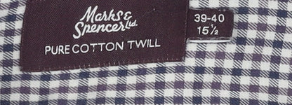 Marks and Spencer Men's Check Shirt 39in Multicoloured