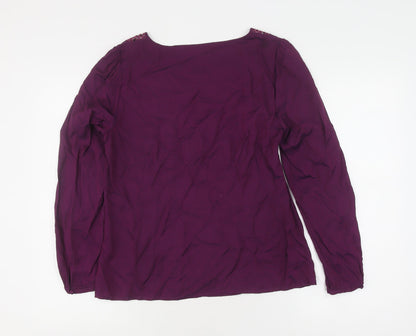 Boden Women's Purple Long Sleeve Tunic Blouse, Size 12
