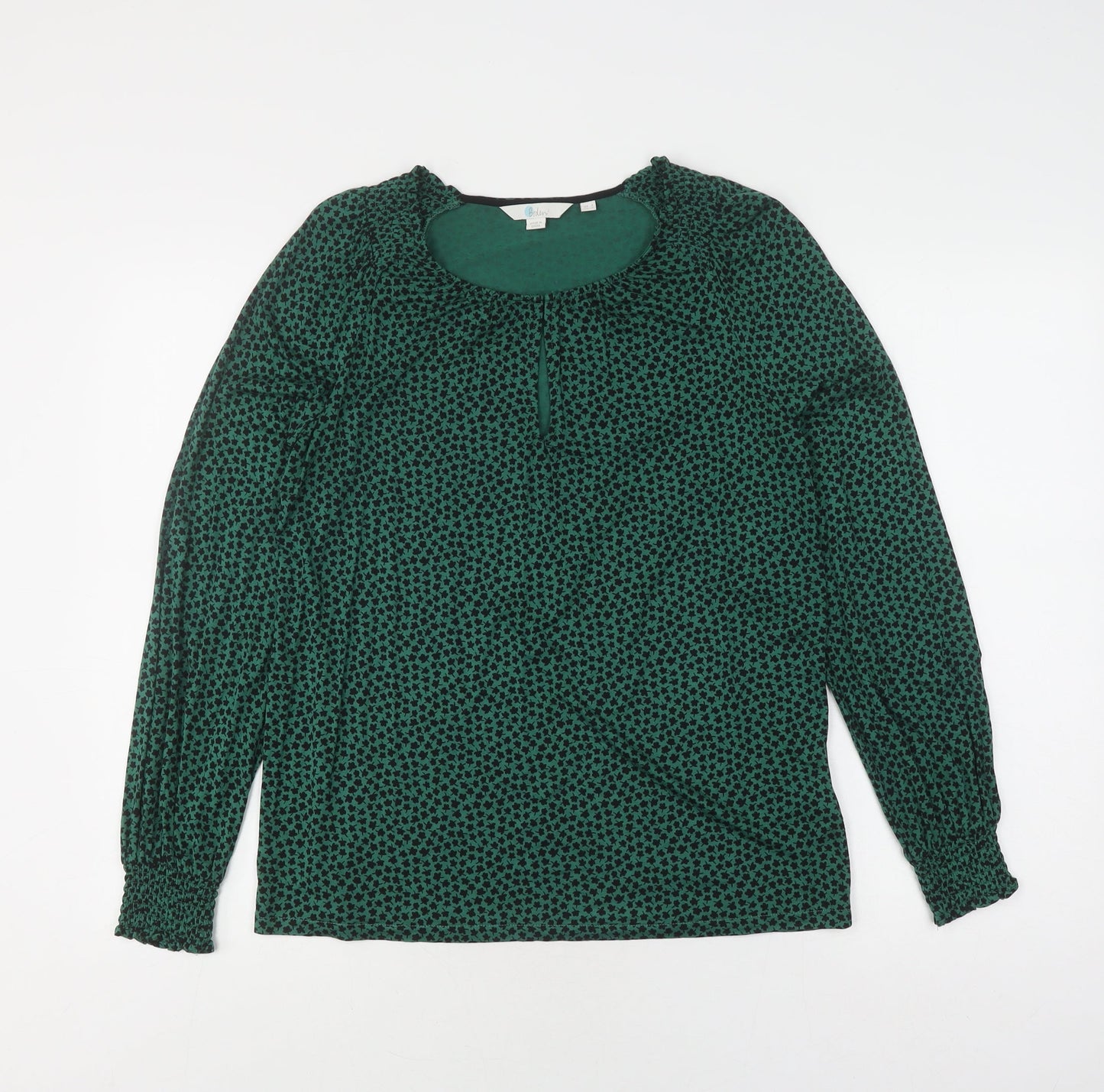 Boden Women's Green Floral Blouse UK 6 Long Sleeve