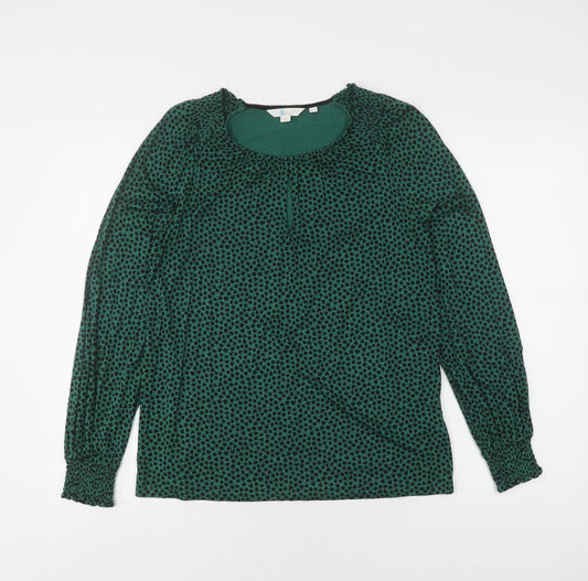 Boden Women's Green Floral Blouse UK 6 Long Sleeve
