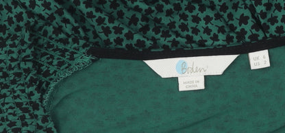 Boden Women's Green Floral Blouse UK 6 Long Sleeve