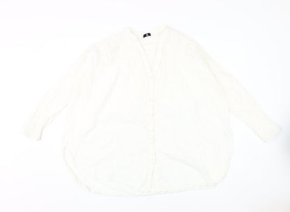 V by Very Women's White Cotton Button-Up Shirt Size 20