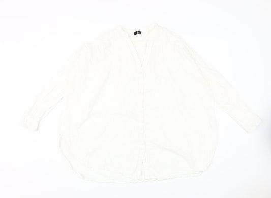V by Very Women's White Cotton Button-Up Shirt Size 20
