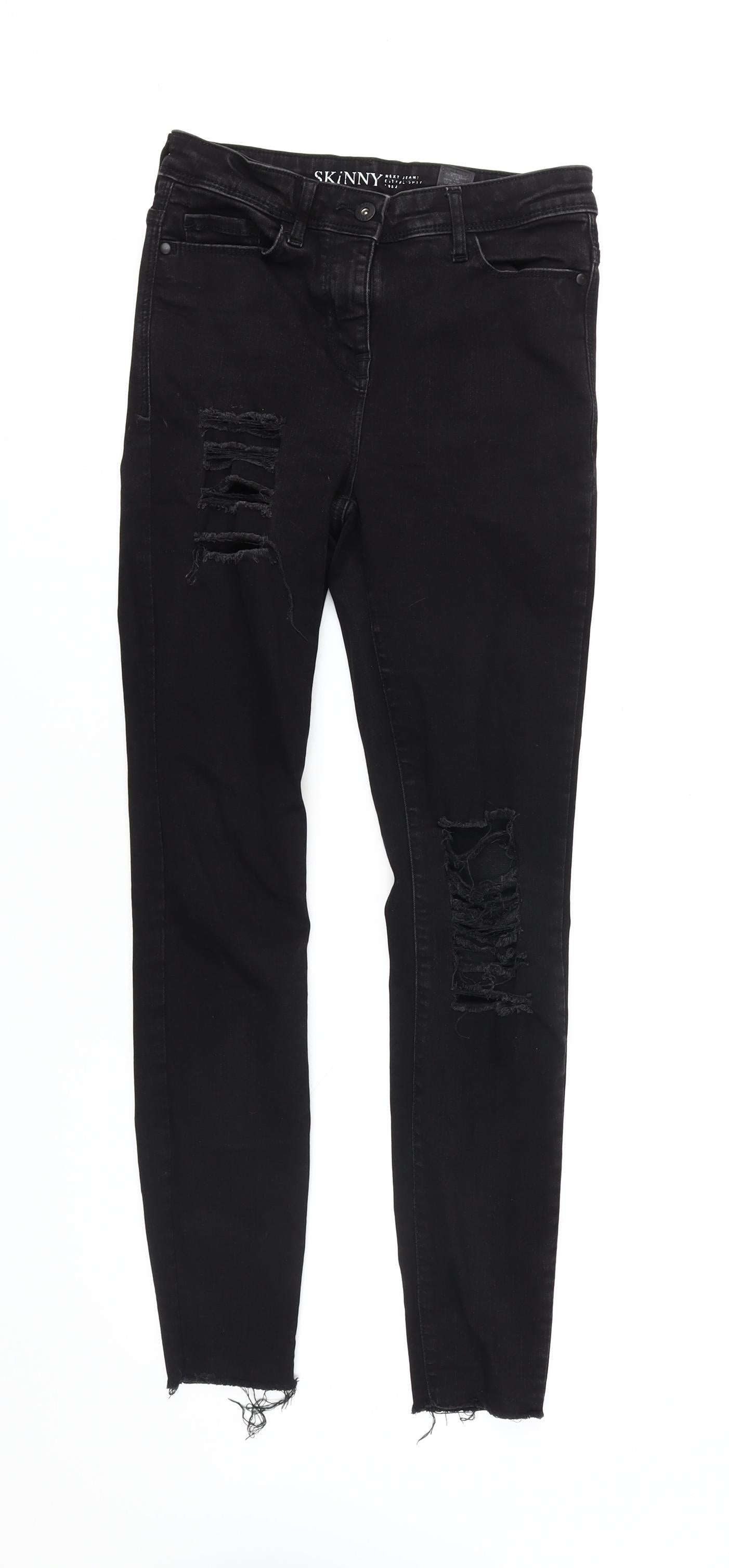 Next Women's Black Skinny Jeans Size 8 Distressed