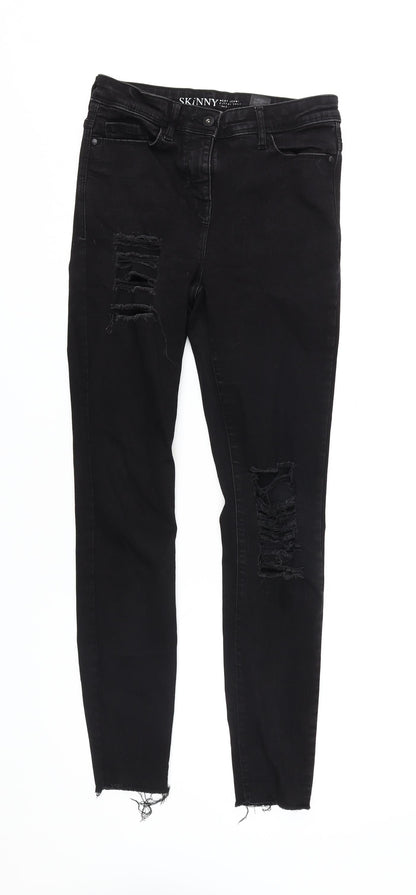 Next Women's Black Skinny Jeans Size 8 Distressed