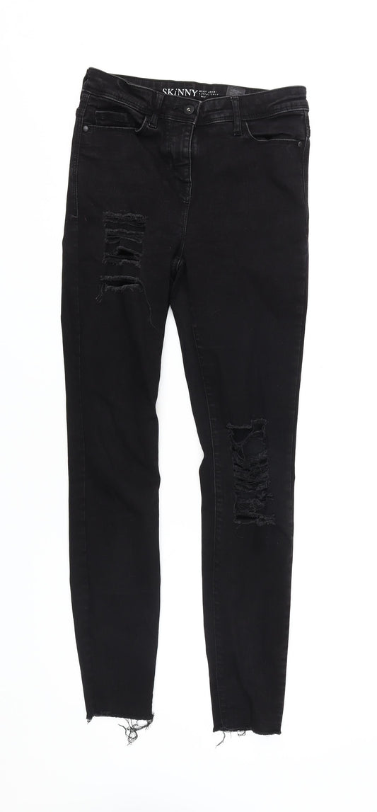 Next Women's Black Skinny Jeans Size 8 Distressed