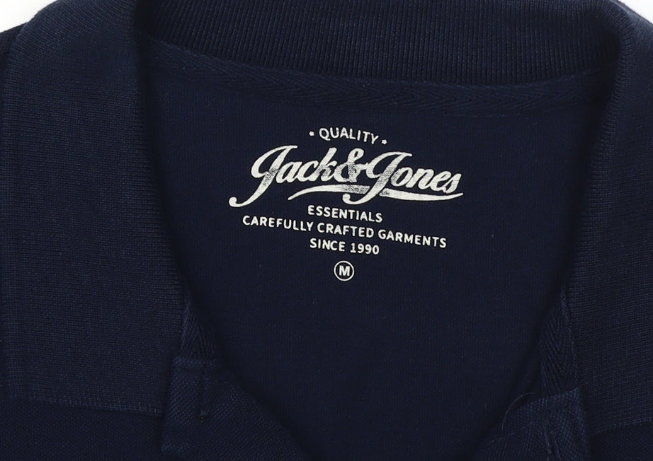 Jack & Jones Men's Blue Polo Shirt M Short Sleeve Casual