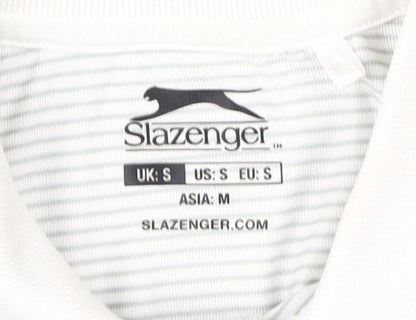 Slazenger Men's White Striped Polo - Size S, Sporty Style