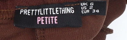 PrettyLittleThing Brown Petite Flared Jumpsuit, Size 6