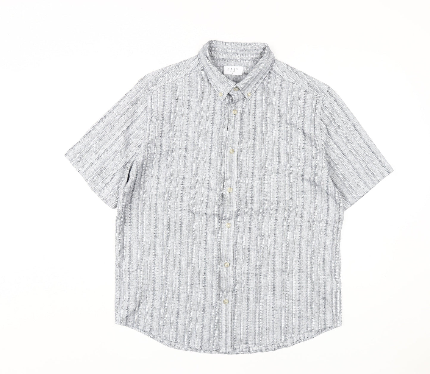 Mens UK Collar Size L Easy Smart Grey  Dress Shirt