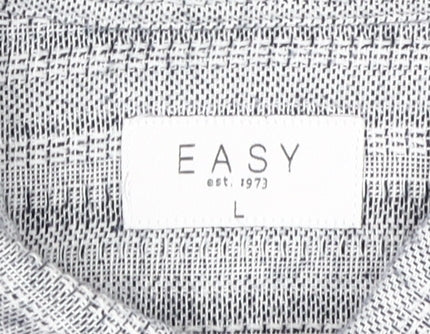 Mens UK Collar Size L Easy Smart Grey  Dress Shirt